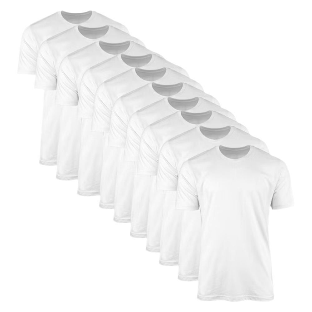 KIT 10 Camisetas Branca Manga curta básicas Malha fria unisex Uniforme